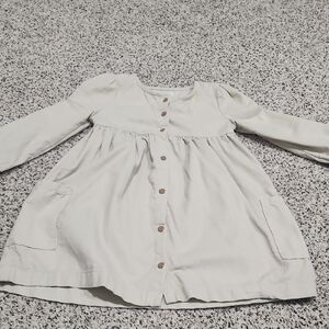 Toddlee Cream Dress with Button Accents
